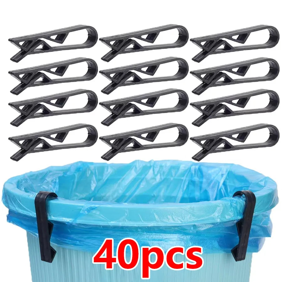 Trash Can Bag Clips & Food Sealer | Anti-Slip | 1/10/40 Pack Bag Clips QXL 40pcs-Black