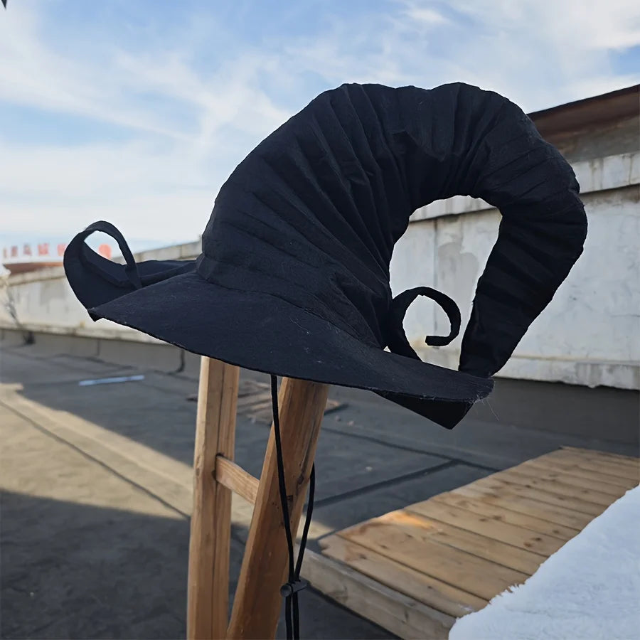 Black Crimson Witch Hat with Adjustable Rope | Halloween Costume Hat QXL