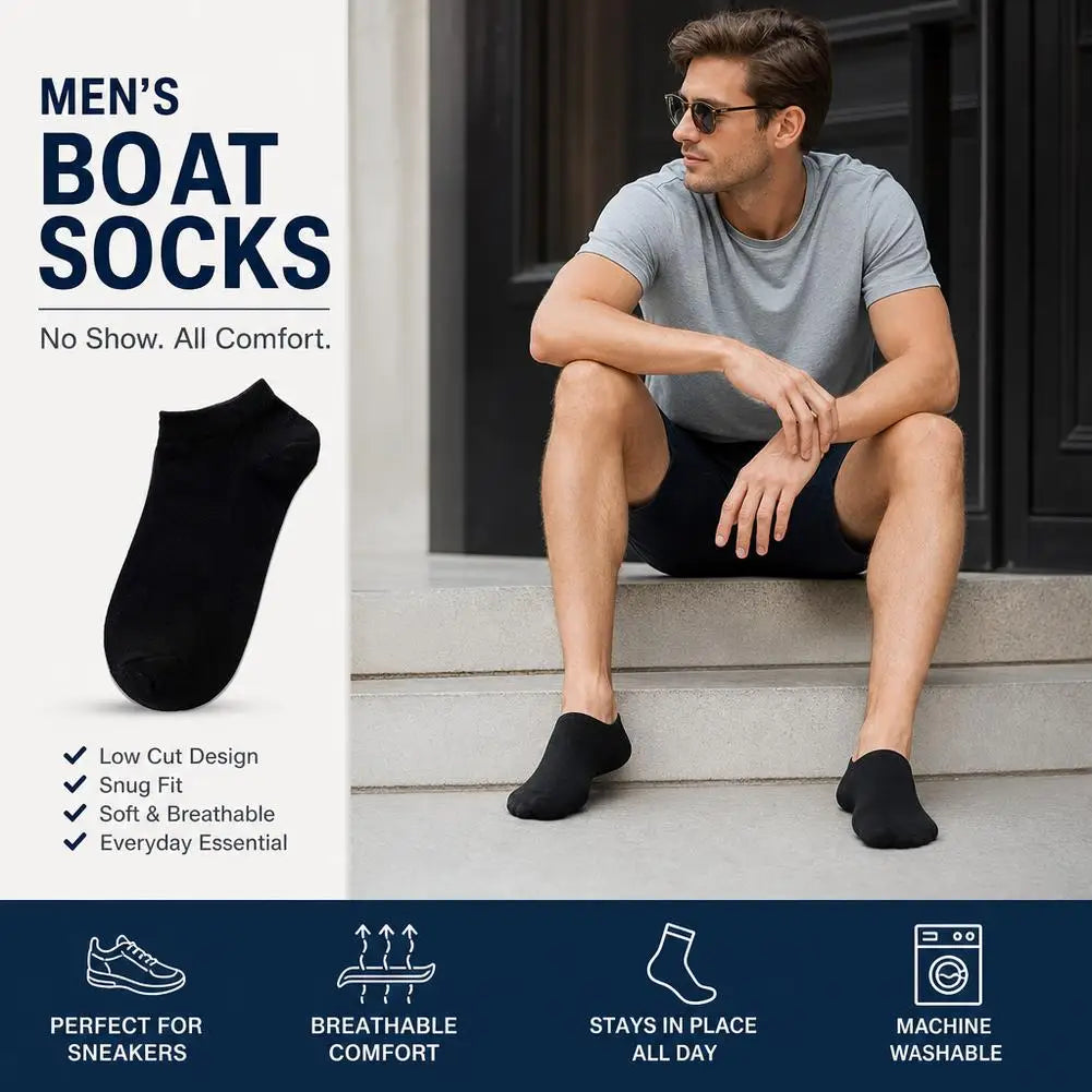5-Pack Men's Low Cut Ankle Socks | Breathable Cotton Blend Ankle Socks QXL