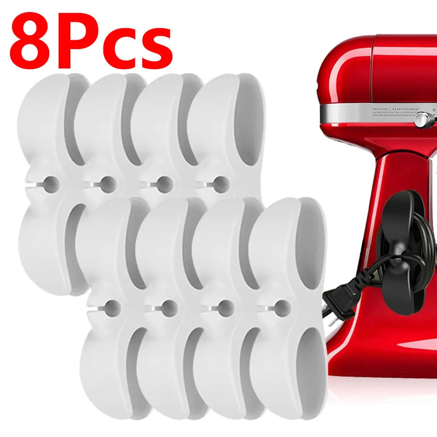 Self-Adhesive Kitchen Cord Organizer | Cable Winder 1/4/8-Pack Kitchen Cord Organizer QXL 8pcs-White