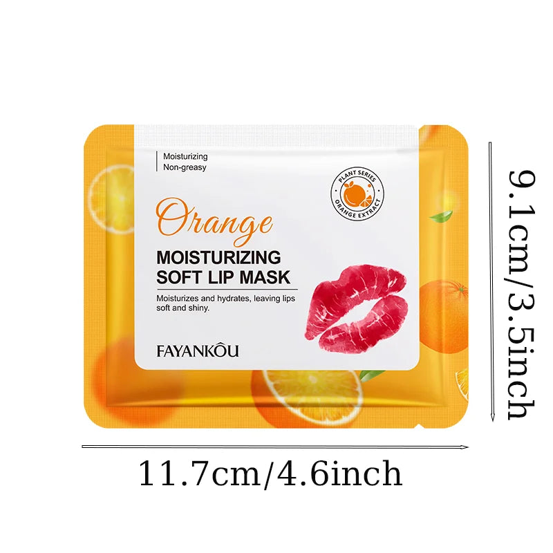 10-Pack Orange Lip Mask Sheets | Moisturizing Velvet Lip Patch Lip Mask Sheets QXL