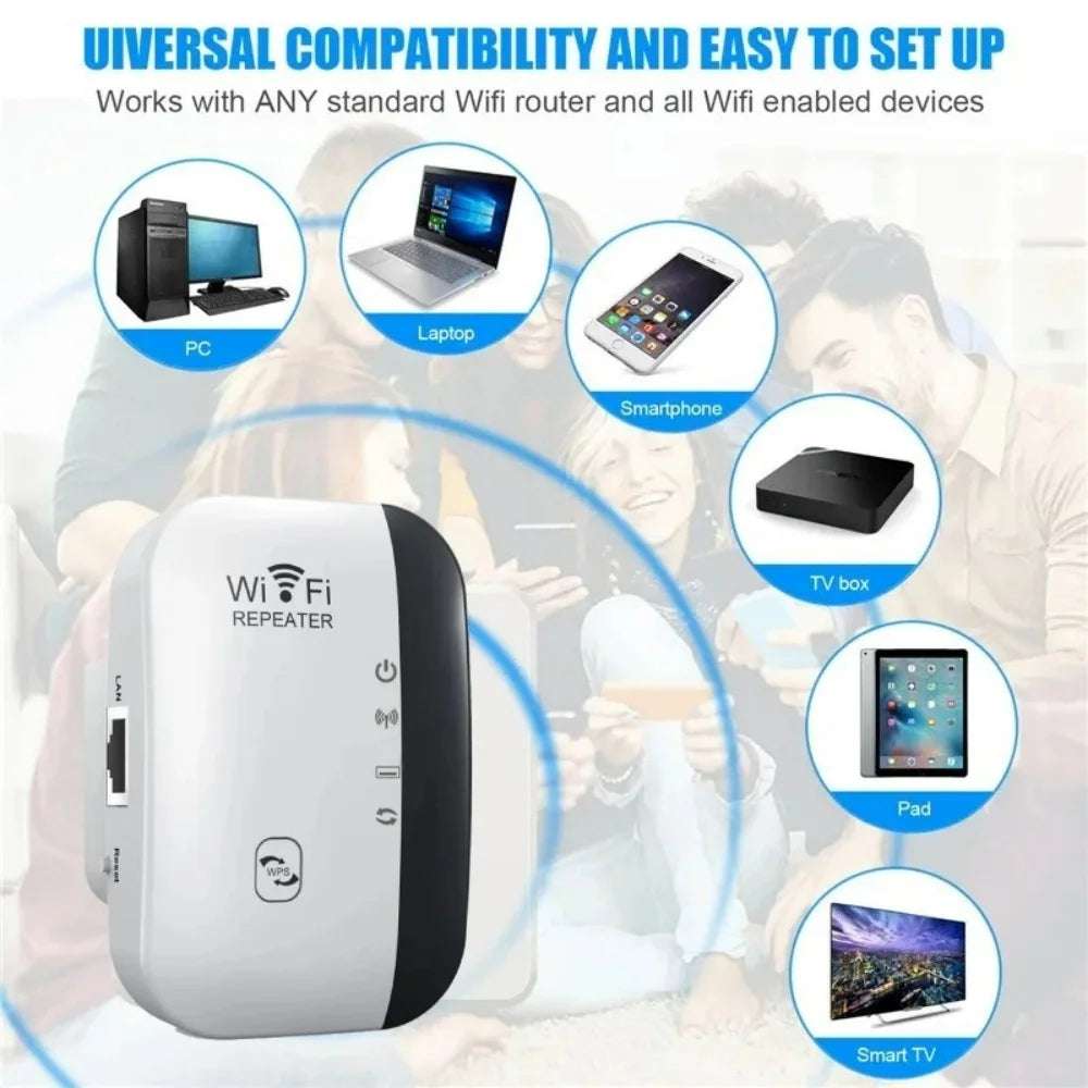 Compact WiFi Extender 300Mbps | AP & Repeater Mode Booster WiFi Range Extender QXL