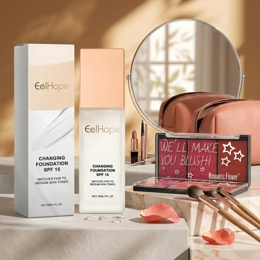 Hydrating Liquid Foundation & Face Blush Makeup Set Makeup Set QXL