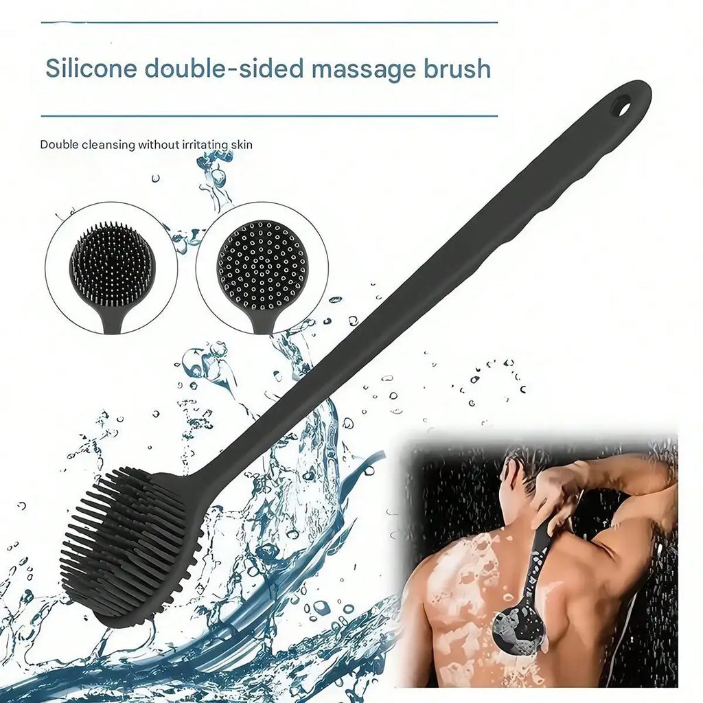 Silicone Bath Brush Set – Long Handle, Scalp & Face Brush Silicone Bath Brush Set QXL