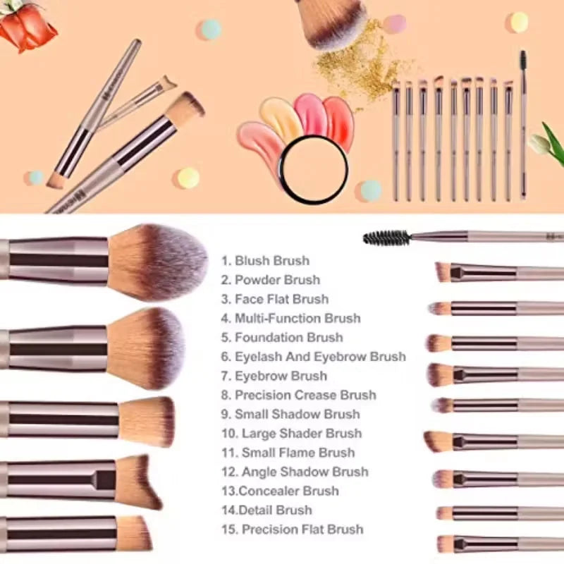Premium Makeup Brush Set with Sponge Puff & Cleaning Tool Makeup Brush Set QXL