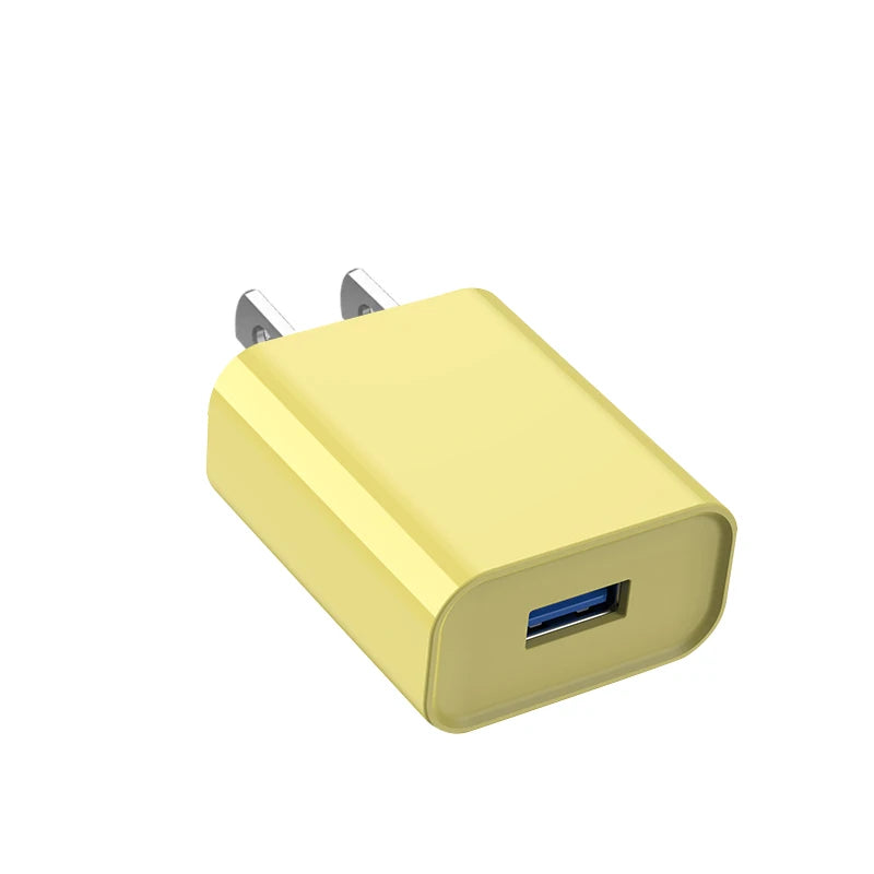 10W USB Wall Charger EU US Plug | 5V 2A Fast Charging Adapter USB Wall Charger QXL US Yellow