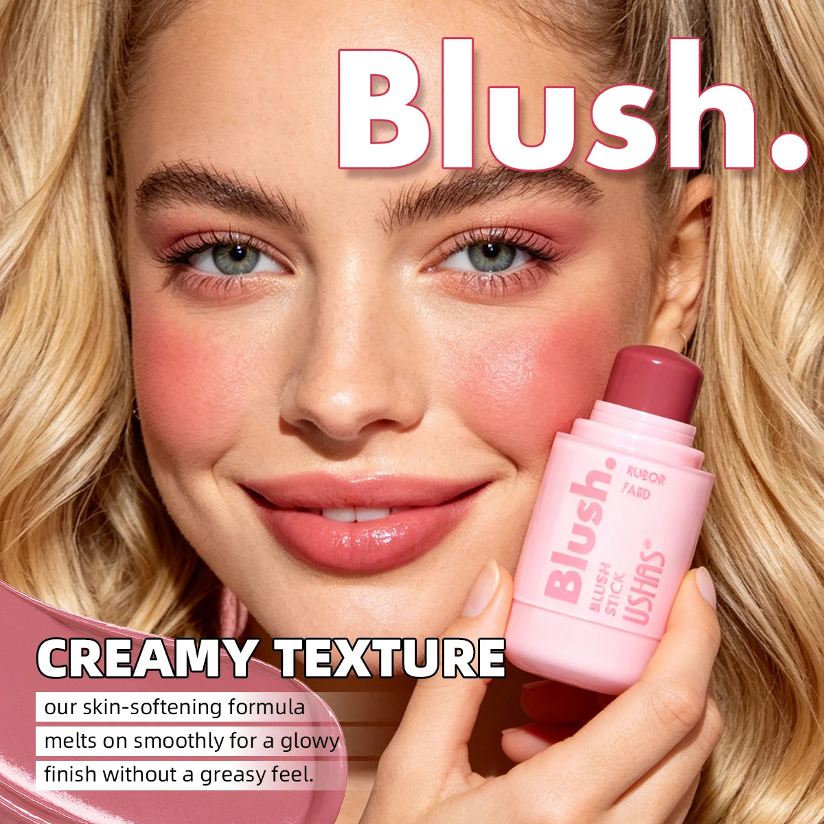 USHAS Cream Blush Stick – 7 Shades, Vegan & Long-Lasting Cream Blush Stick QXL