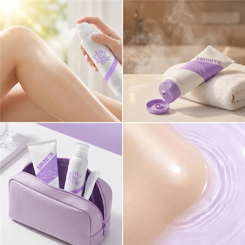 Gentle Depilatory Hair Removal Cream Set – Legs Arms Underarms Depilatory Cream Set QXL