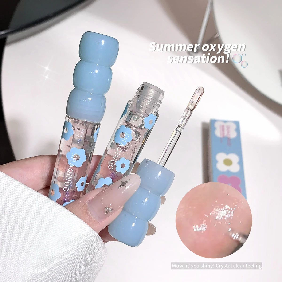 Shimmering Dewy Lip Oil Gloss | Hydrating Non-Sticky Shine Lip Oil Gloss QXL