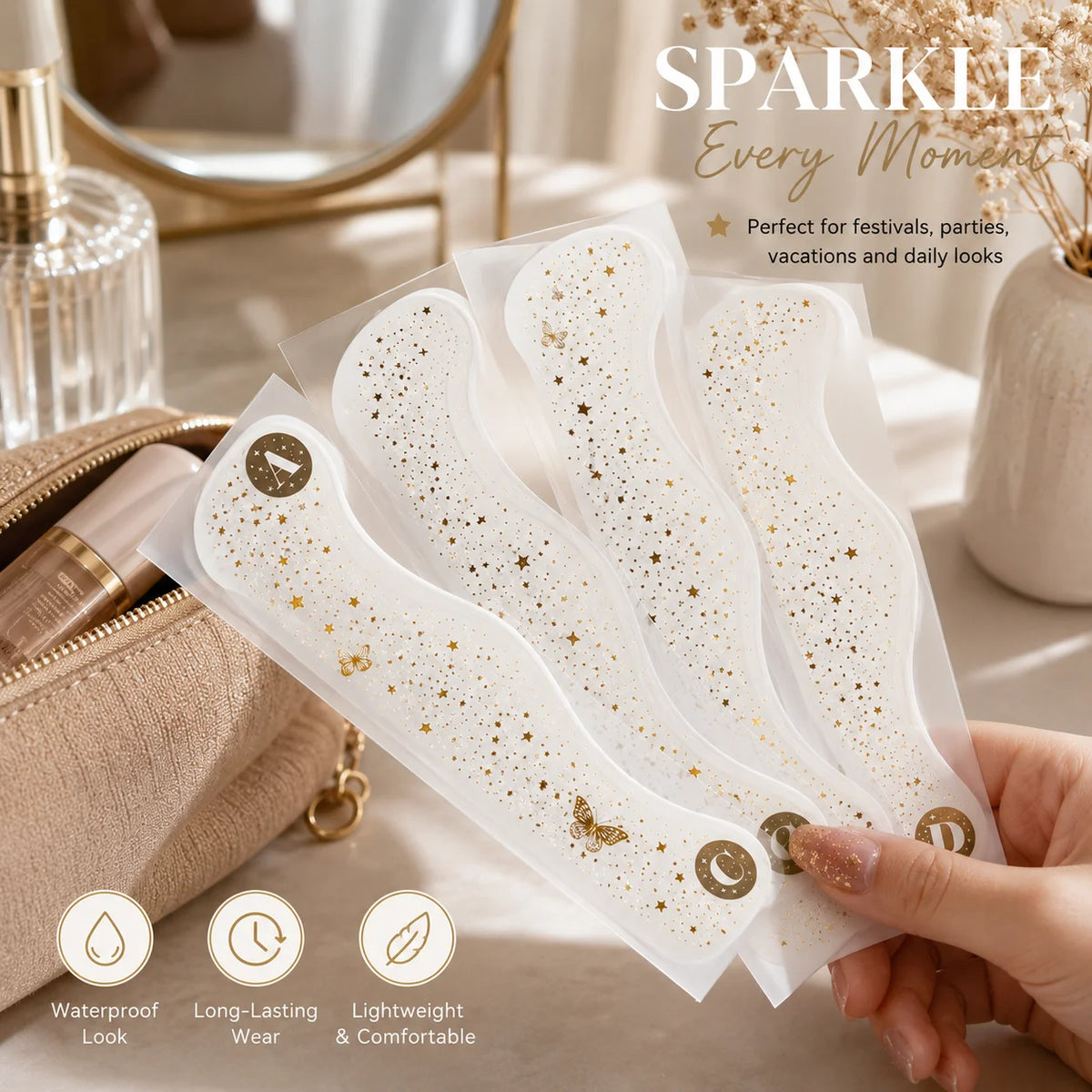 6-Pack Glitter Freckle Temporary Tattoo Stickers | Metallic Body Art Temporary Tattoo Stickers QXL