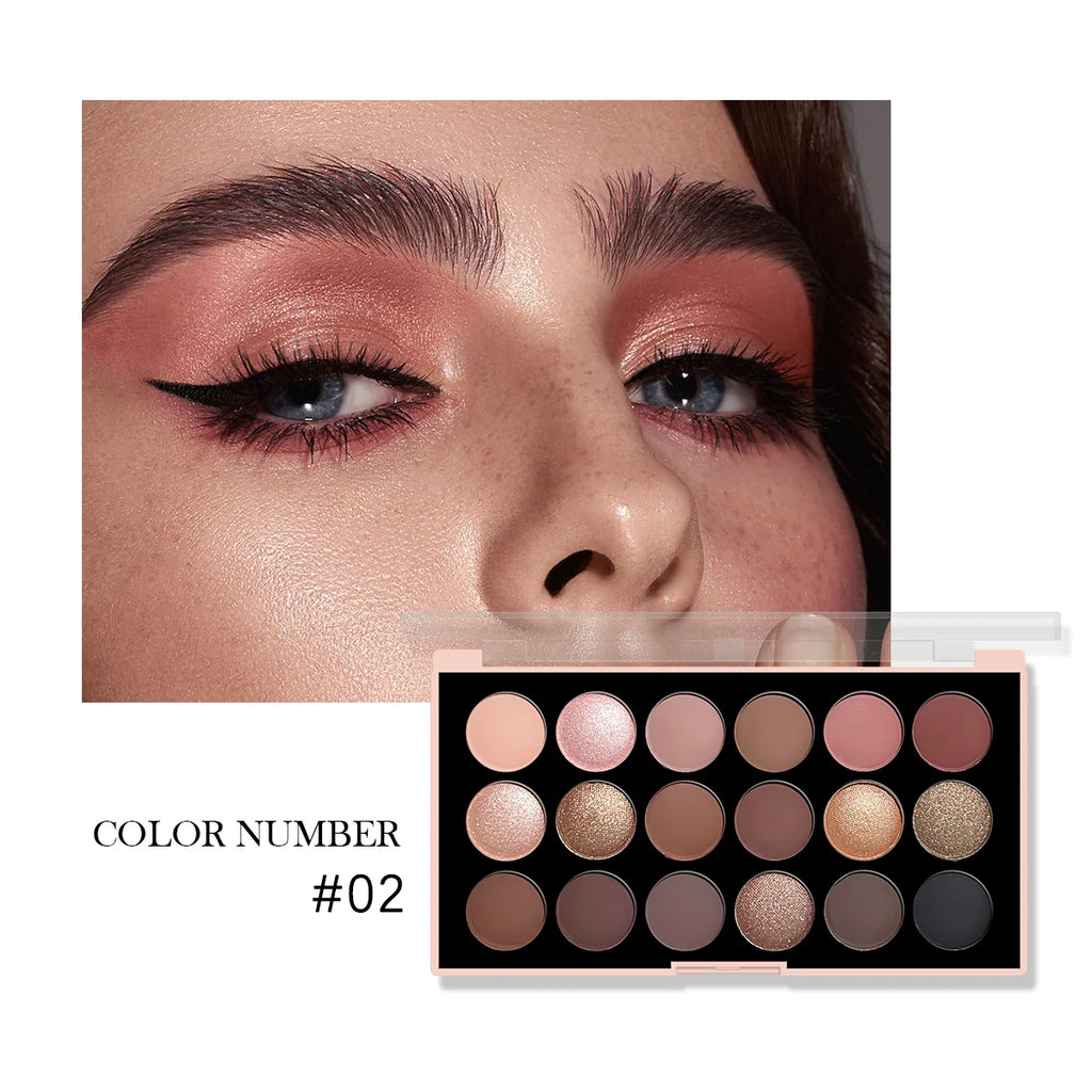 18-Color Eyeshadow Palette | Matte, Shimmer & Glitter Eyeshadow Palette QXL E1923-02