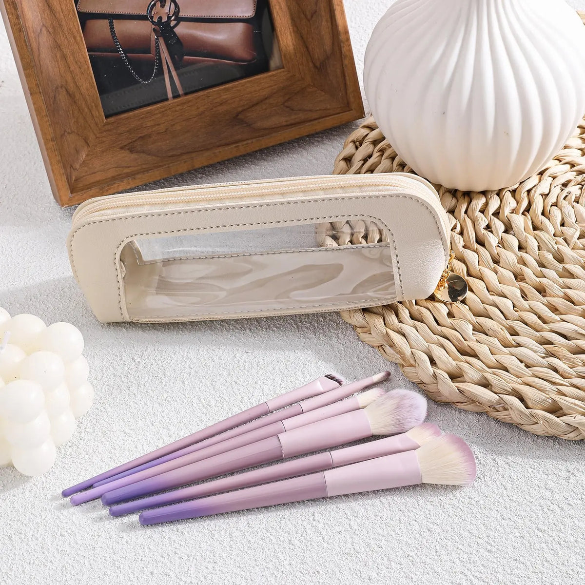 7-Piece Gradient Pink-Purple Makeup Brush Set + Storage Bag Makeup Brush Set QXL