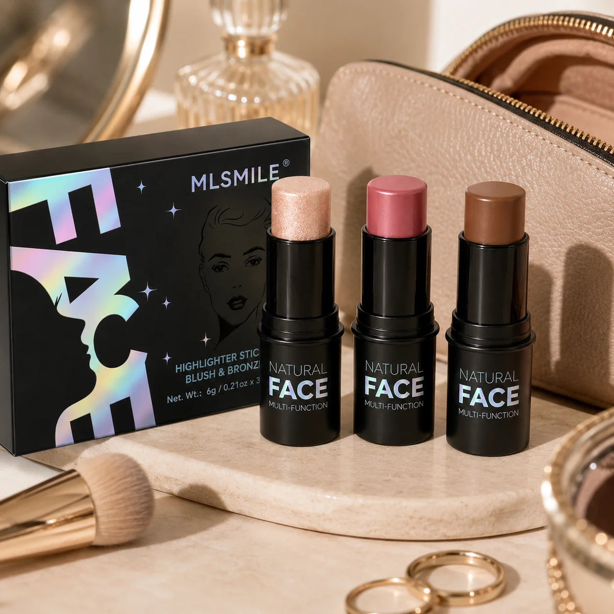 3-Pack Velvet Contour Stick Bundle | Bronzer & Highlighter Contour Stick Set QXL