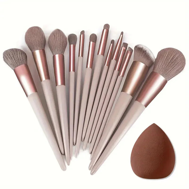 13-Piece Makeup Brush Set | Soft Synthetic Kabuki & Face Brushes Makeup Brush Set QXL