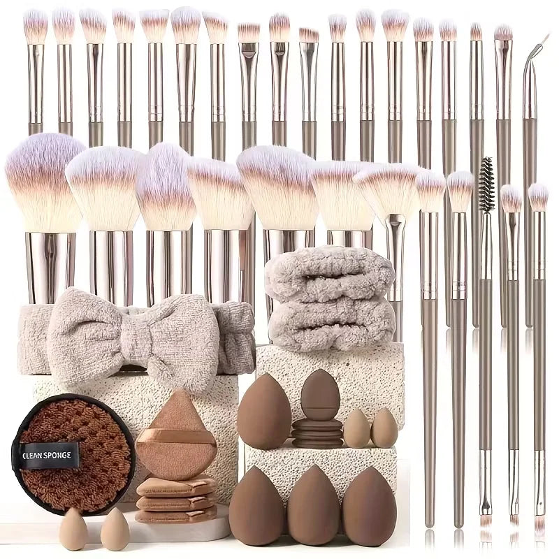 Premium Makeup Brush Set with Sponge Puff & Cleaning Tool Makeup Brush Set QXL
