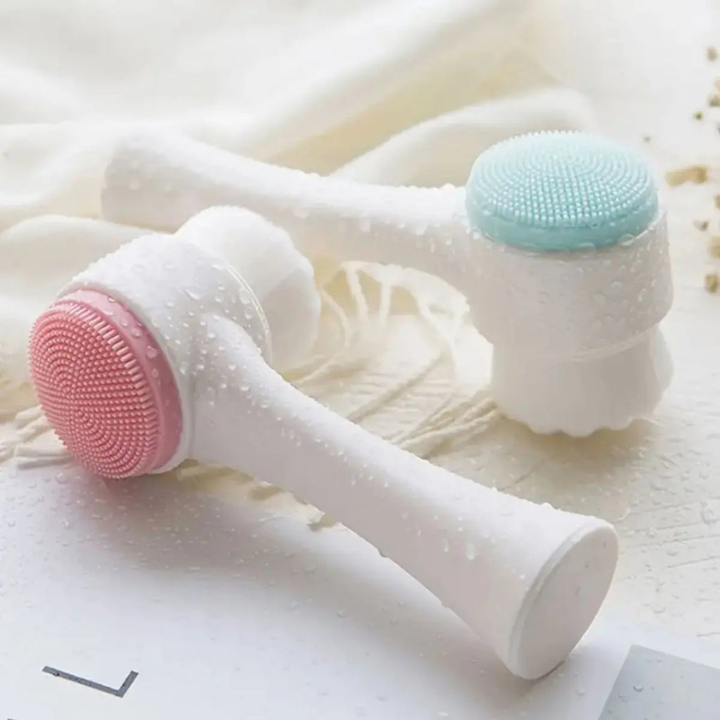Silicone 2-in-1 Facial Cleansing & Massage Brush Facial Cleansing Brush QXL Blue