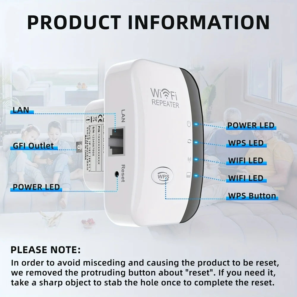 Compact WiFi Extender 300Mbps | AP & Repeater Mode Booster WiFi Range Extender QXL