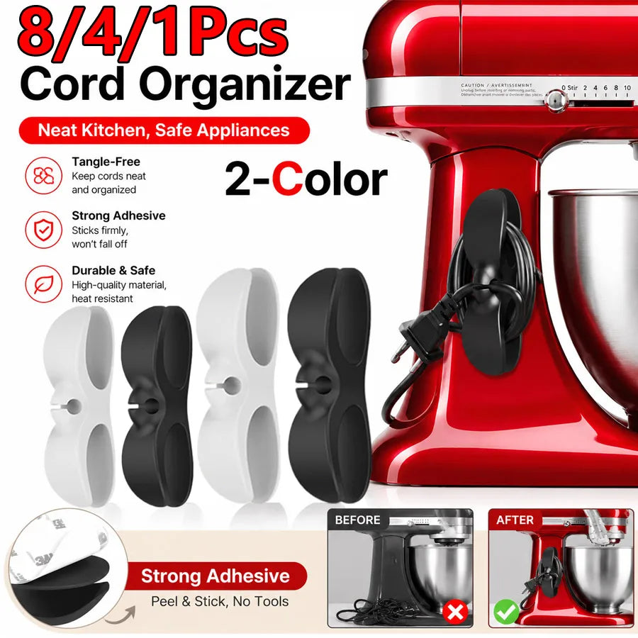 Self-Adhesive Appliance Cord Winder & Cable Organizer 1/4/8Pc Cord Cable Organizer QXL