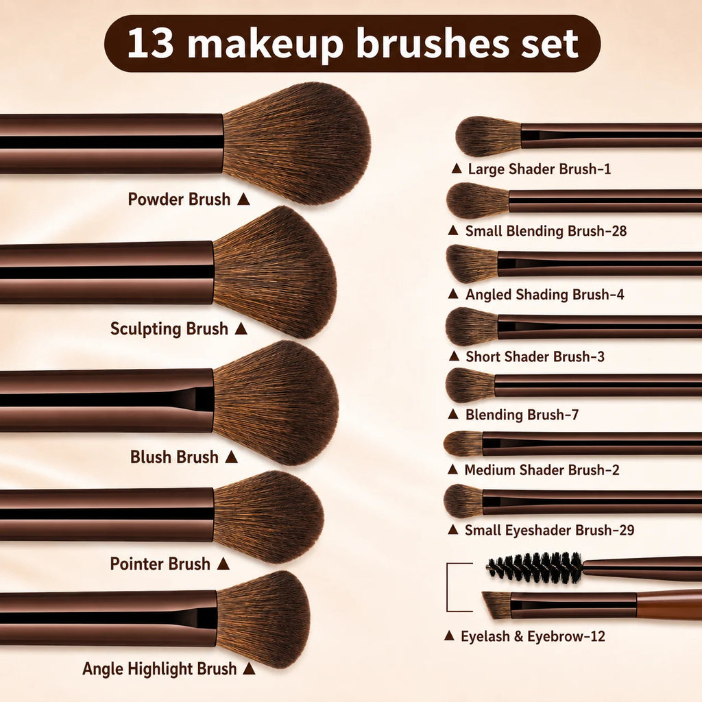 13/17-Pc Professional Soft Makeup Brush Set | Foundation & Eyeshadow Makeup Brush Set QXL