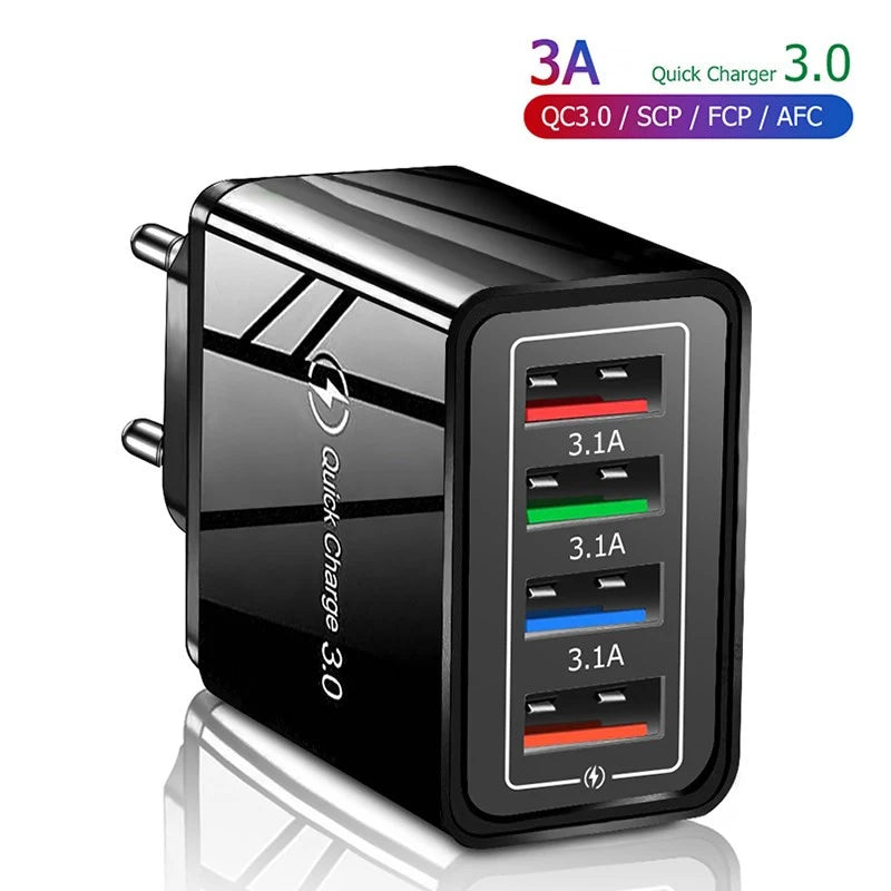 4-Port Quick Charge 3.0 USB Wall Charger 48W | Multi-Device USB Wall Charger QXL