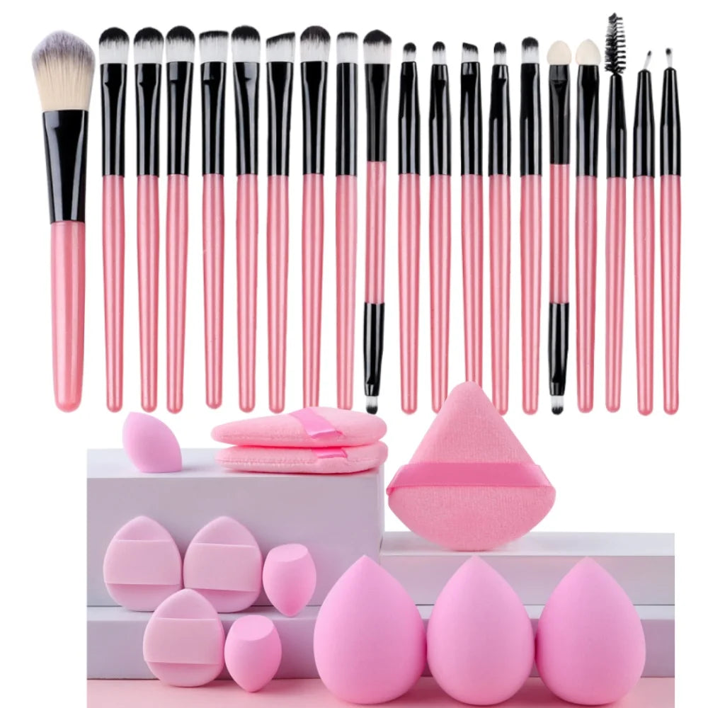 12/32-Pc Professional Makeup Brush & Sponge Set Makeup Brush Set QXL 20PK-PFF