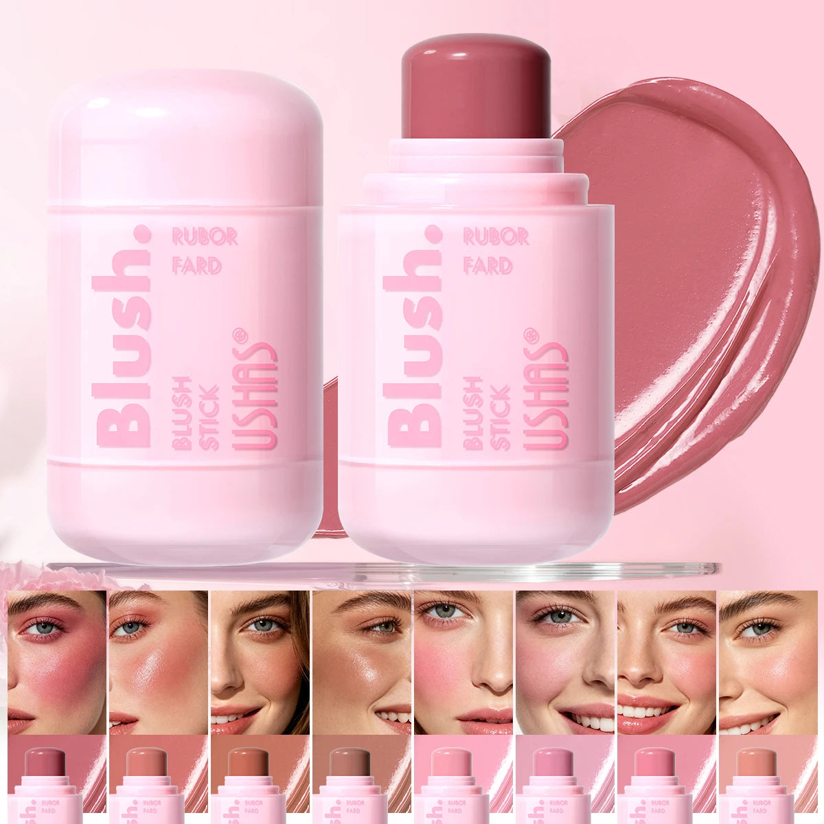 USHAS Cream Blush Stick – 7 Shades, Vegan & Long-Lasting Cream Blush Stick QXL