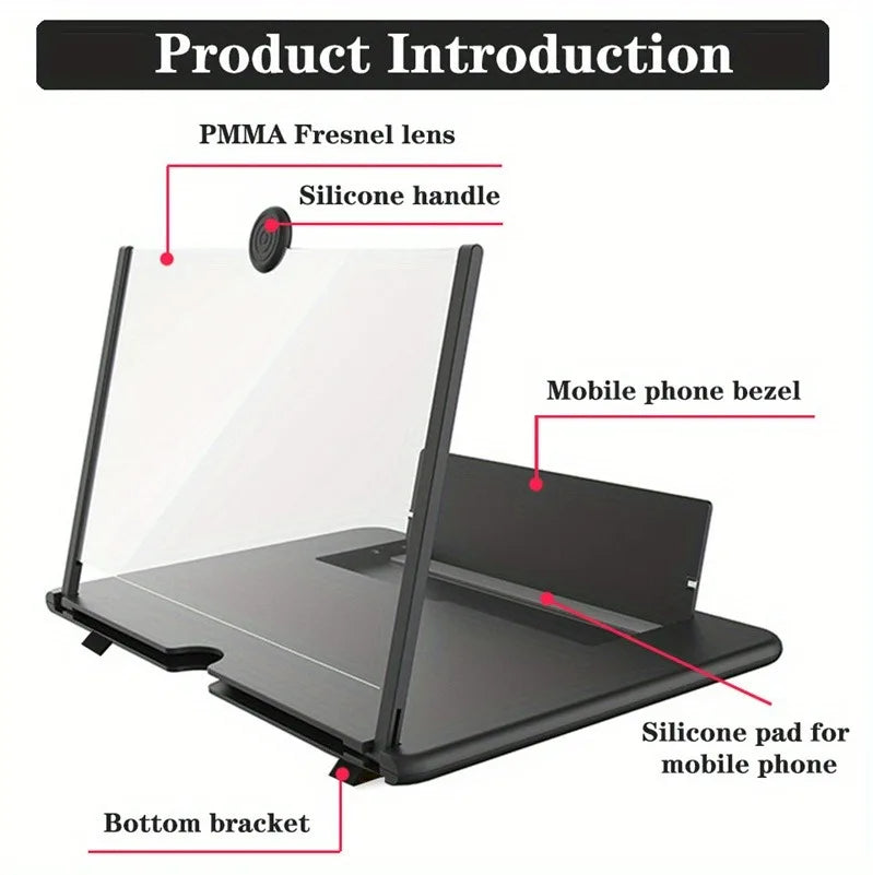 10/12 Inch Phone Screen Magnifier | Foldable Fresnel Lens Stand Phone Screen Magnifier QXL