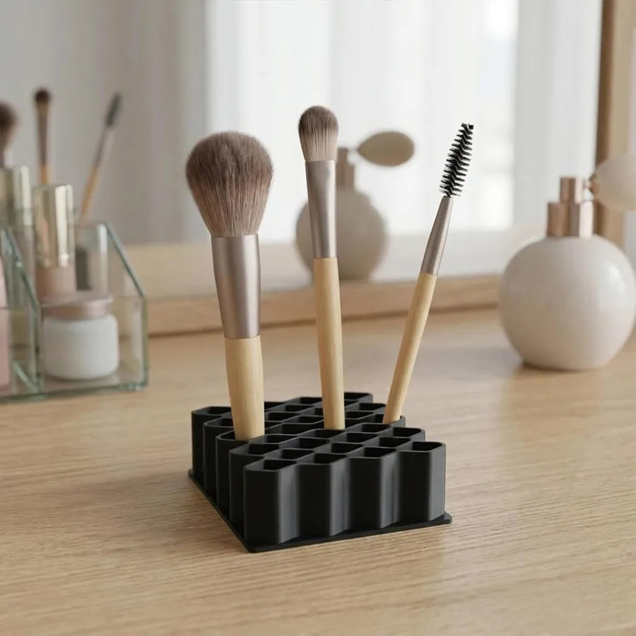 32-Slot Flexible TPR Wave Desk Organizer – Brush & Pen Holder Desk Organizer QXL