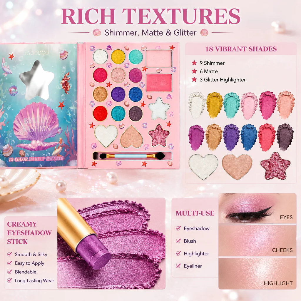 Zephoco 18-Color Eyeshadow Palette Book | Shimmer Matte Glitter Eyeshadow Palette QXL