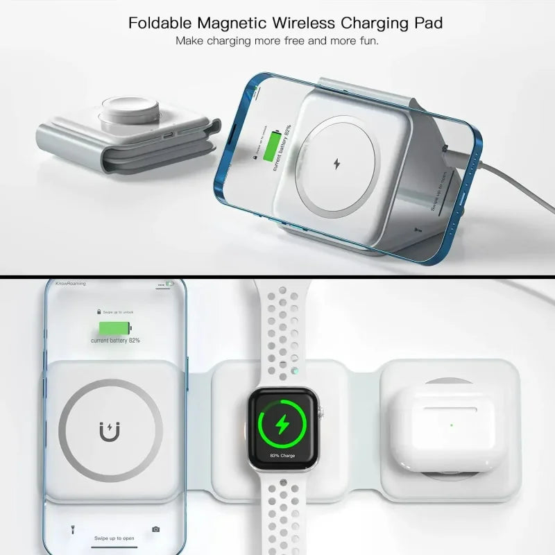 3-in-1 Foldable Magnetic Wireless Charger for iPhone & Apple Wireless Charging Station QXL