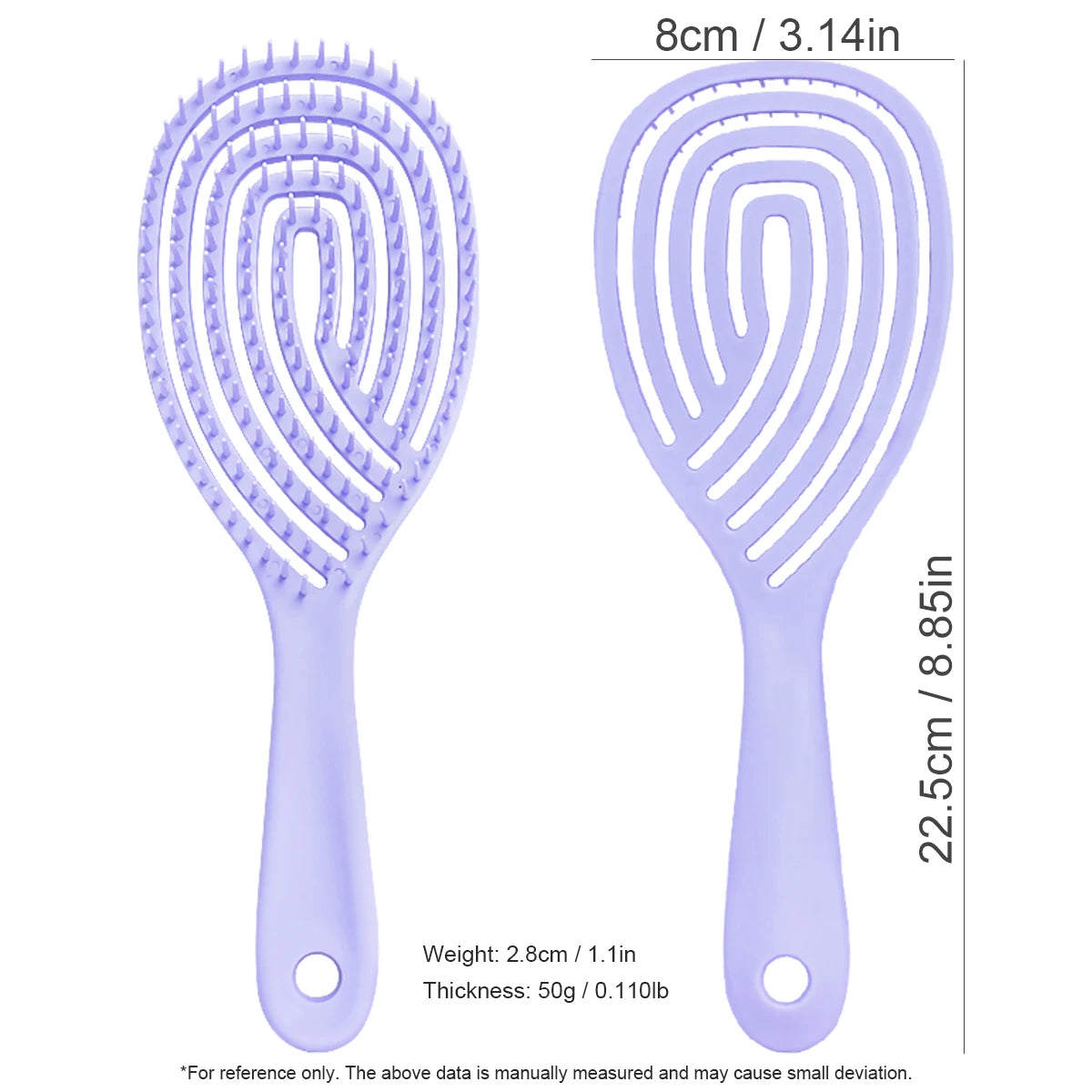 Anti-Static Hollow Rib Comb | Dry & Wet Detangling Comb Hair Detangling Comb QXL 3100-Purple