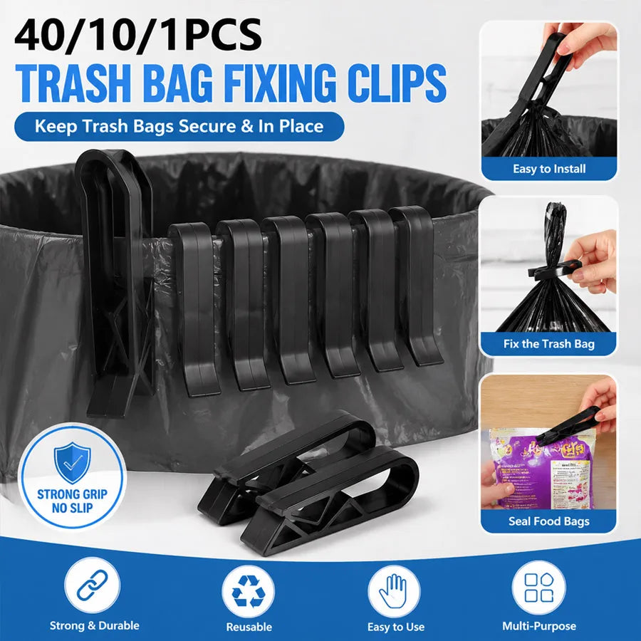 Trash Can Bag Clips & Food Sealer | Anti-Slip | 1/10/40 Pack Bag Clips QXL