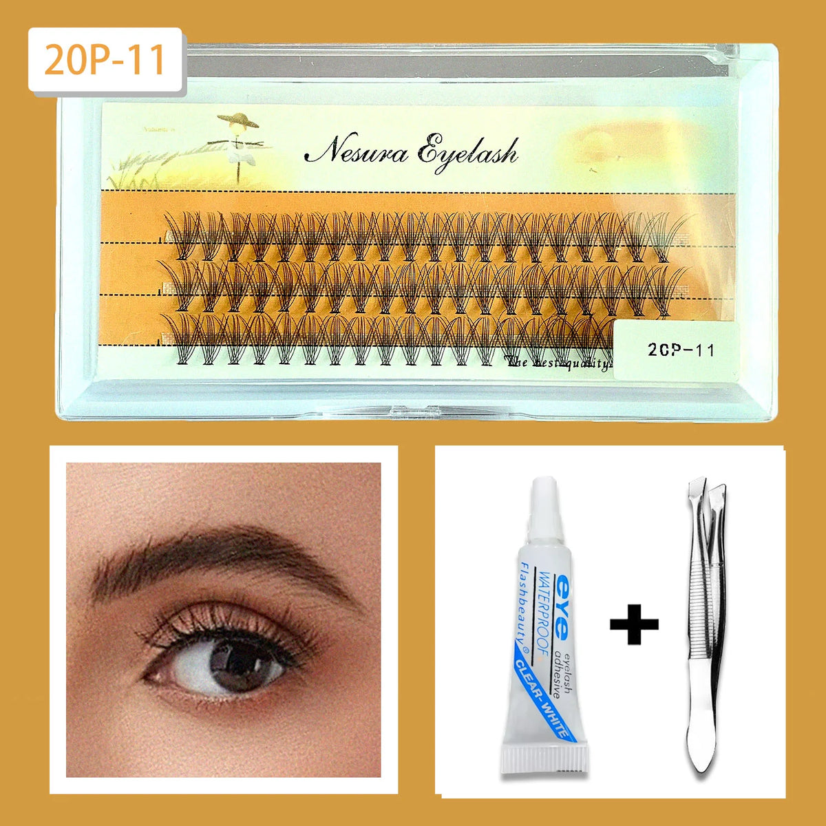 3D Cluster Lashes 20D/30D/40D – 60 Pcs DIY False Eyelashes DIY Cluster False Lashes QXL 20P-11 combo