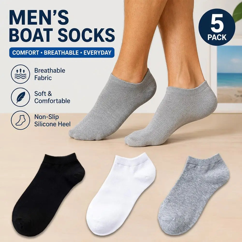 5-Pack Men's Low Cut Ankle Socks | Breathable Cotton Blend Ankle Socks QXL