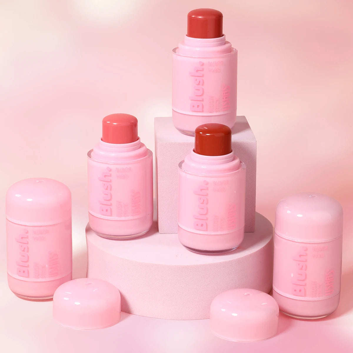 USHAS Cream Blush Stick – Dewy Glow, Waterproof Cheek Tint Cream Blush Stick QXL