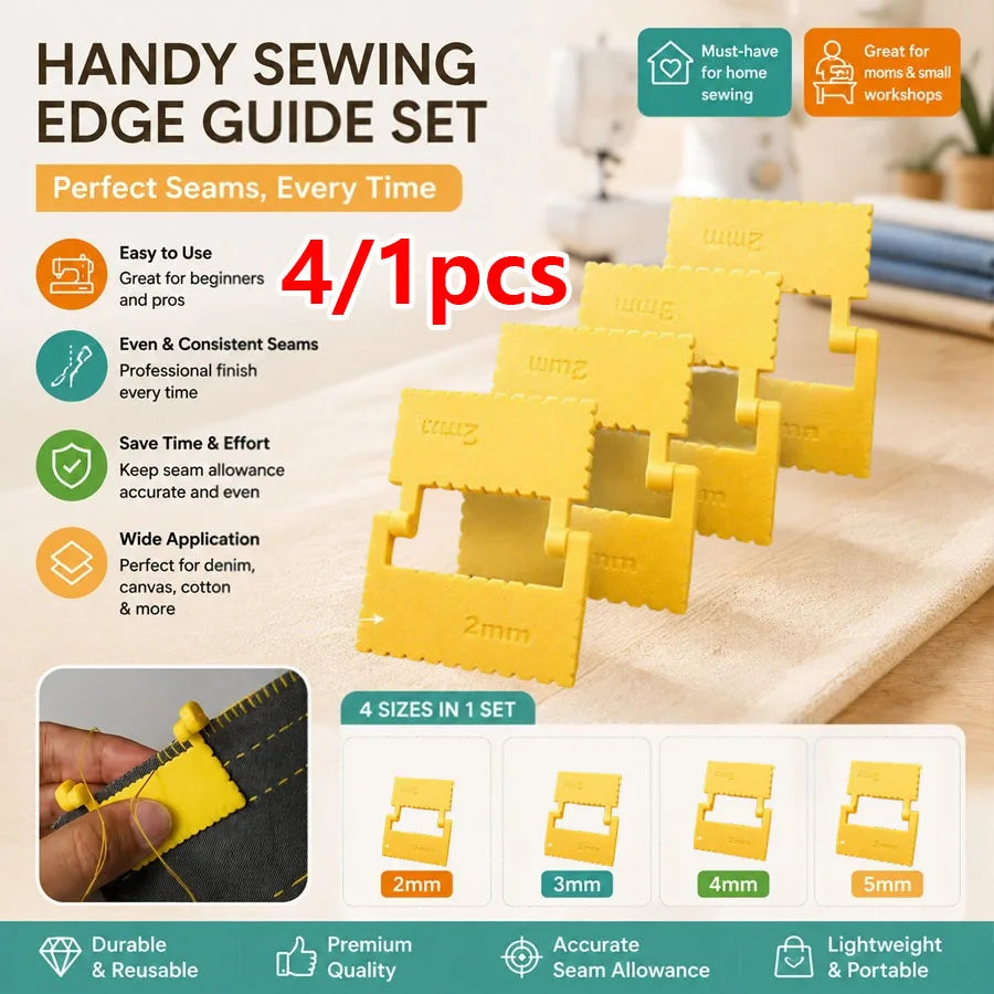 Clip-On Seam Guide & Needle Gauge for Quilting | 1–4 Pc Set Sewing Guide Tool QXL