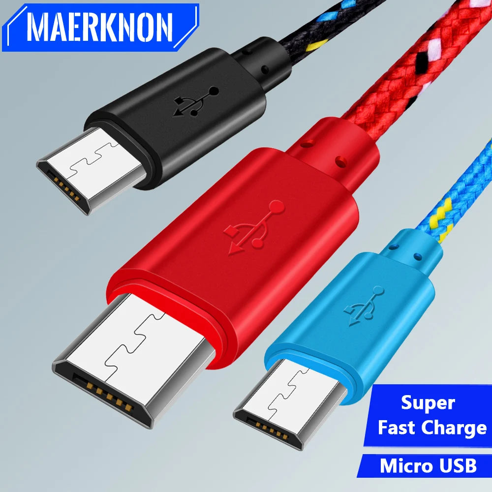 Nylon Braided Micro USB Fast Charging Cable – 2.4A Data Sync USB Charging Cable QXL