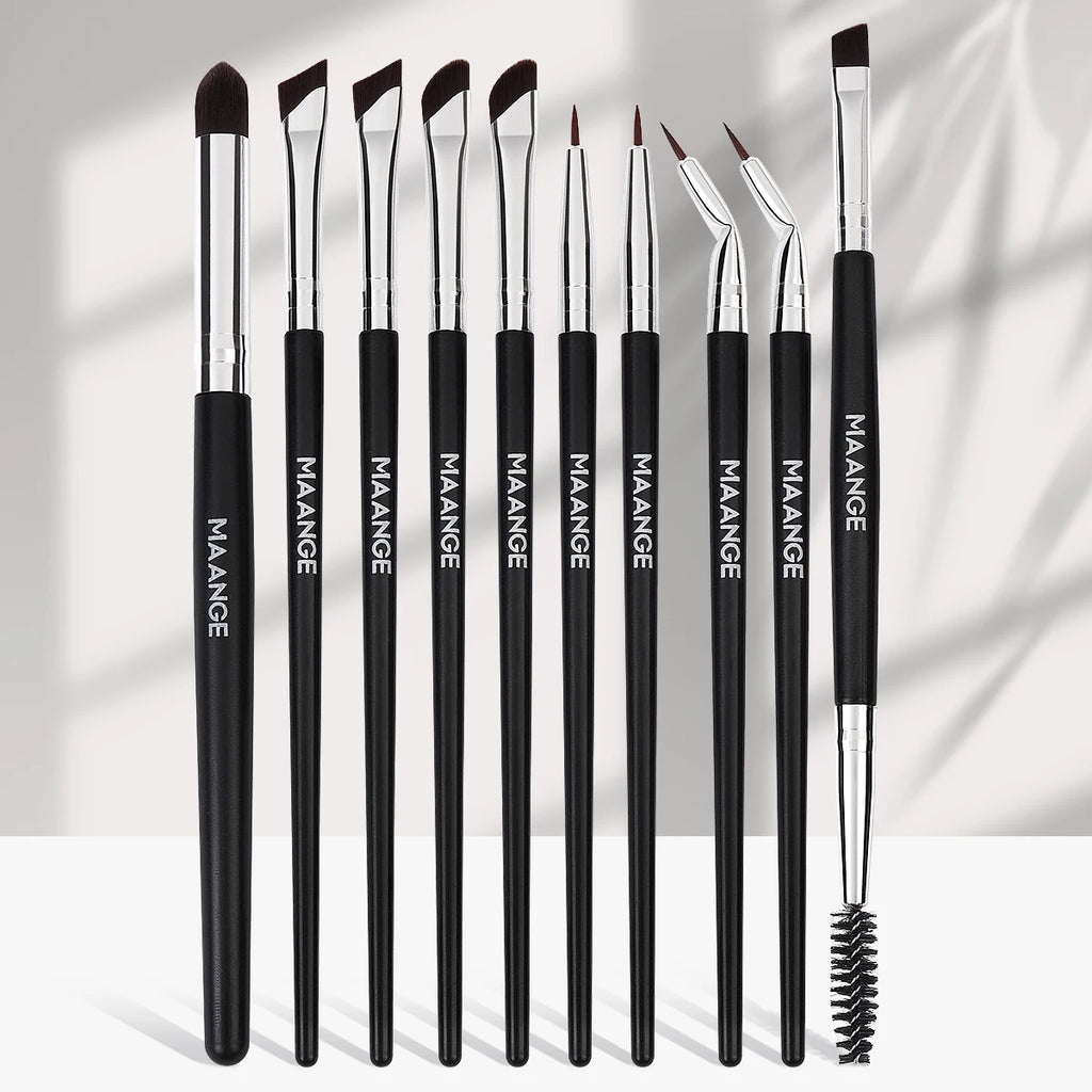 MAANGE 10-Piece Eye Makeup Brush Set – Eyeshadow & Liner Eye Makeup Brush Set QXL Black
