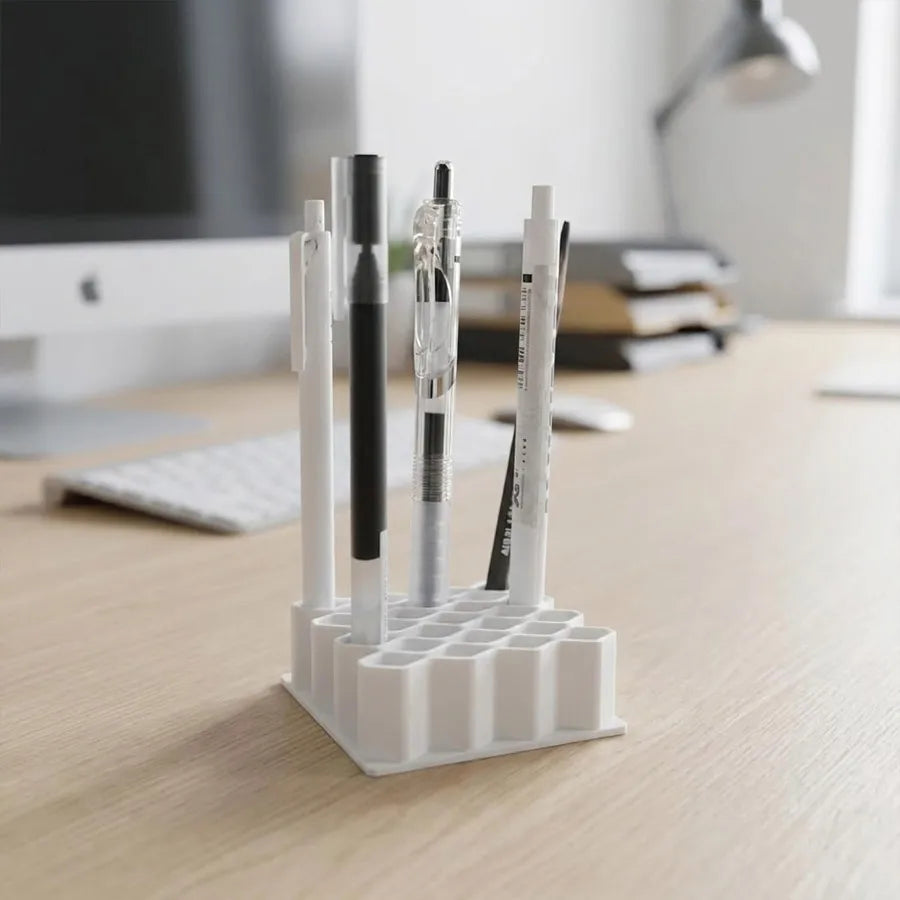32-Slot Flexible TPR Wave Desk Organizer – Brush & Pen Holder Desk Organizer QXL