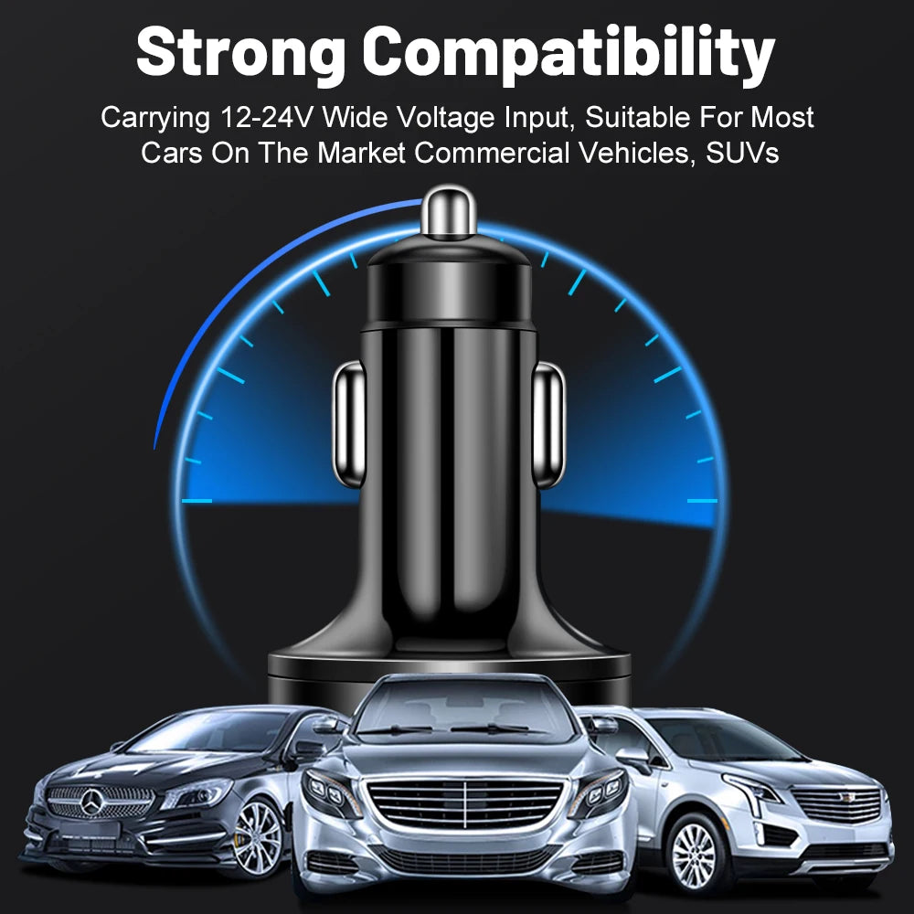 6-in-1 QC3.0 & PD Car Charger with Digital Voltage Display USB Car Charger QXL