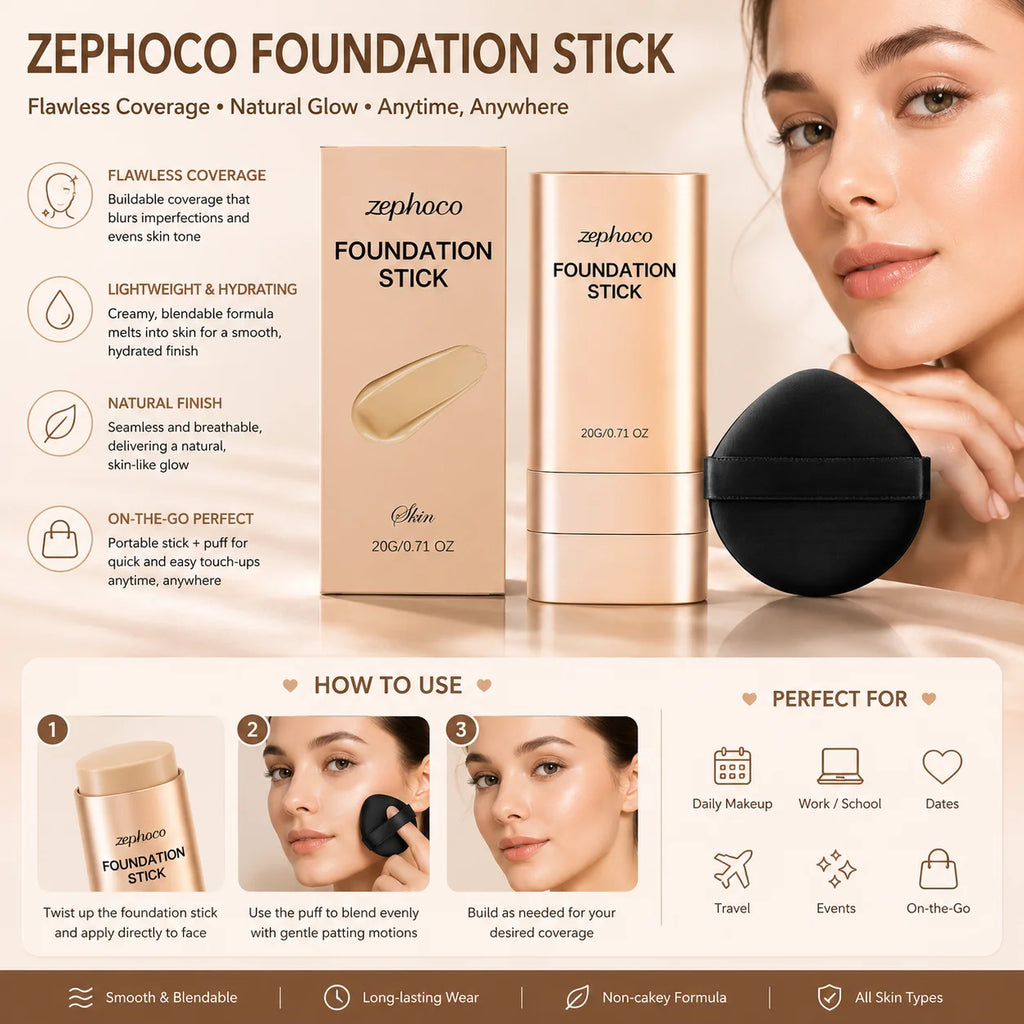 Foundation Stick & Peel-Off Lip Tint Makeup Kit | Smooth Finish Makeup Kit QXL