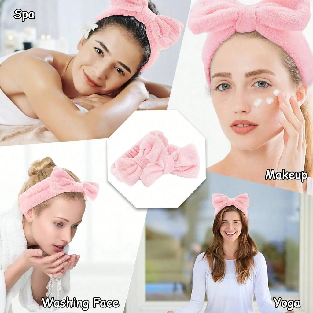 3-Piece Sponge Headband & Wristband Set for Makeup & Skincare Spa Headband Set QXL