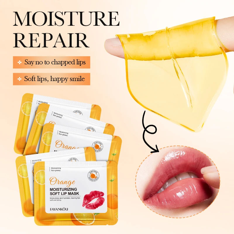 10-Pack Orange Lip Mask Sheets | Moisturizing Velvet Lip Patch Lip Mask Sheets QXL