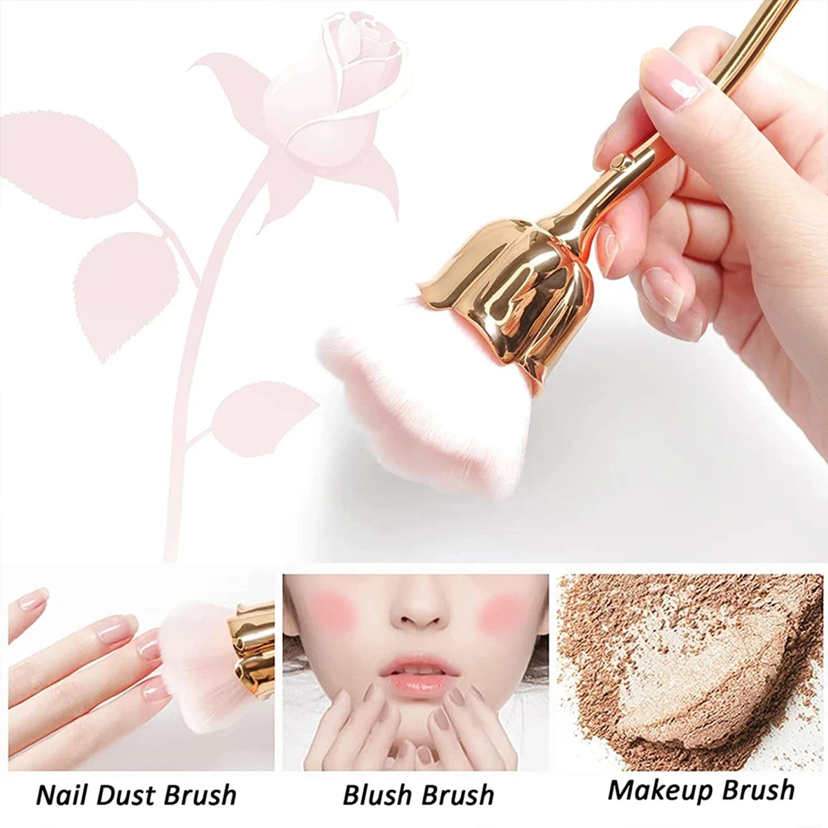 FUMOSIK Rose Flower Nail Art Brush | Gel Polish & Dust Cleaner Nail Art Brush QXL