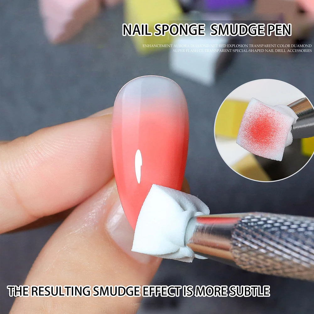 100-Pc Gradient Nail Art Sponge Set | 4-Claw Stamper Tool Nail Art Sponge Set QXL