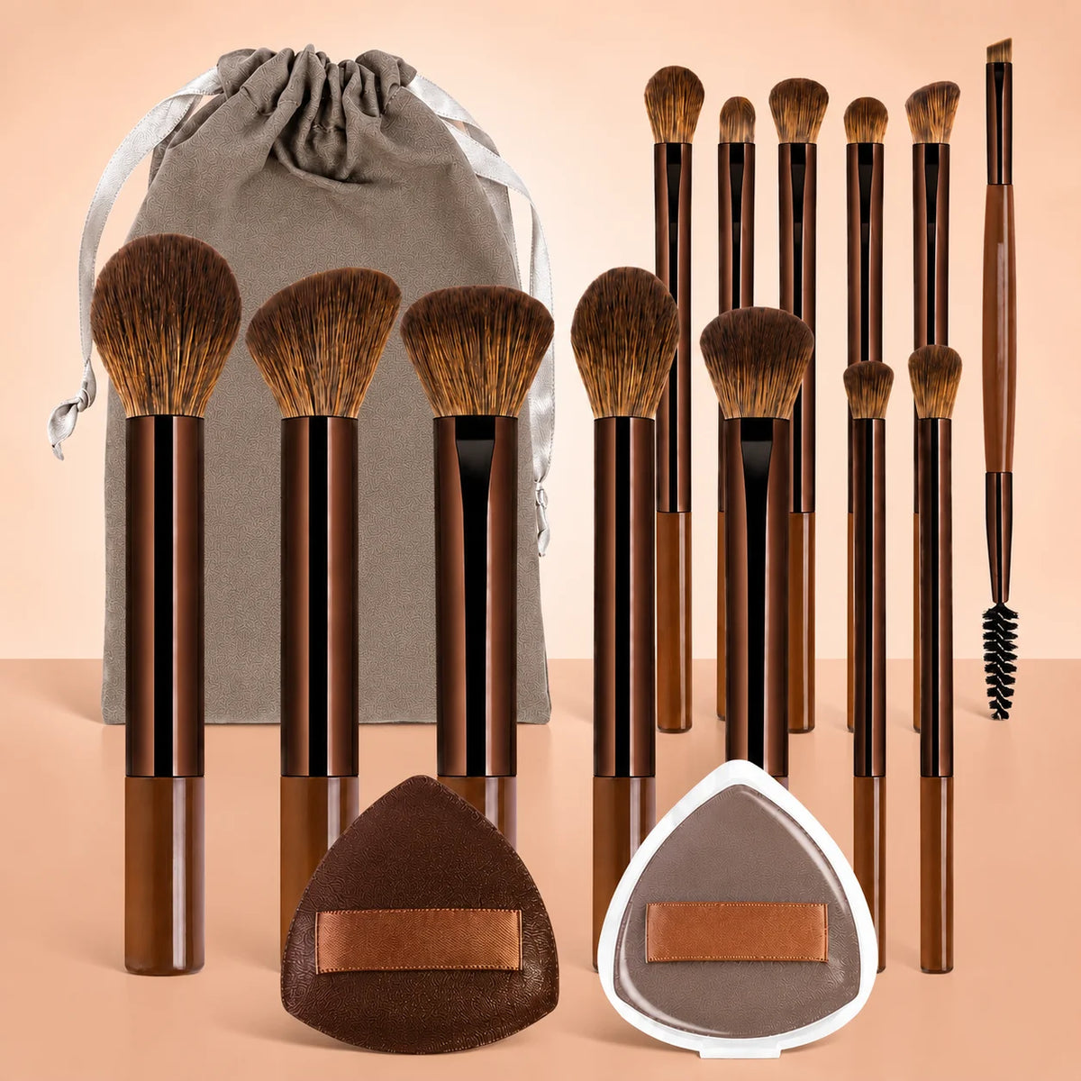 13/17-Pc Professional Soft Makeup Brush Set | Foundation & Eyeshadow Makeup Brush Set QXL 17 Pcs