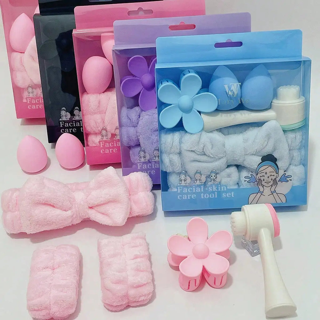 7-Piece Skincare & Makeup Tool Gift Set | Headband, Sponge & Roller Beauty Tool Gift Set QXL