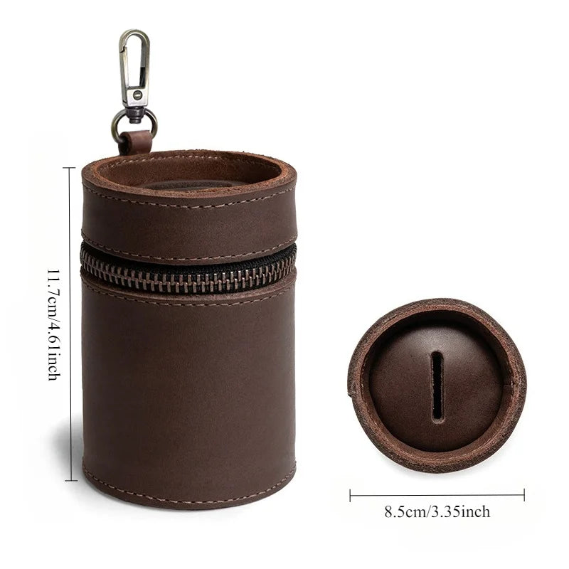 Vintage Crazy Horse Leather Round Zipper Coin Purse Leather Coin Purse QXL