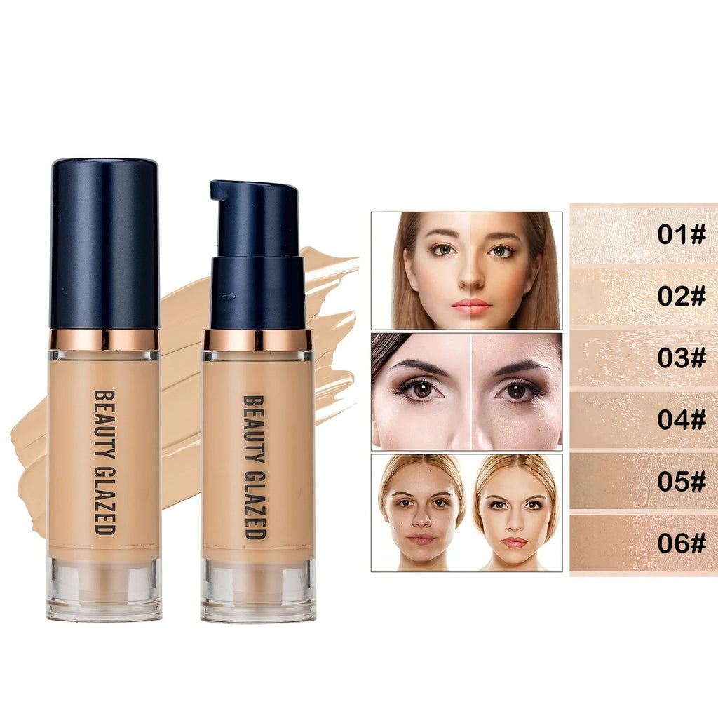 Beauty Glazed 6-Shade Liquid Foundation & Concealer | Full Coverage Liquid Foundation QXL