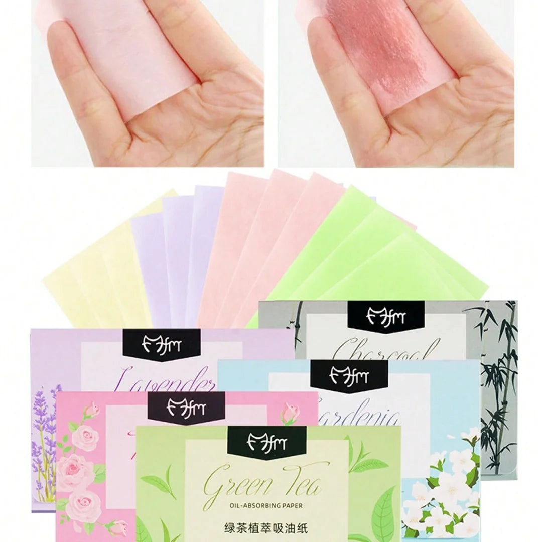 100-Sheet Herbal Oil-Absorbing Facial Blotting Papers | Portable Facial Blotting Papers QXL